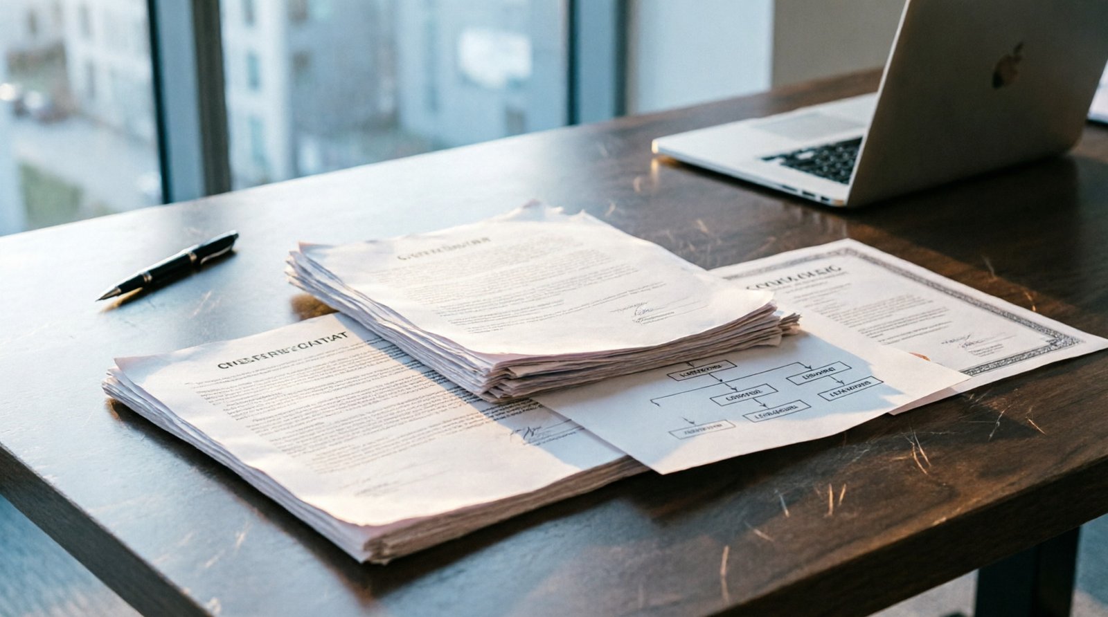 Documents juridiques et statuts SAS sur bureau professionnel