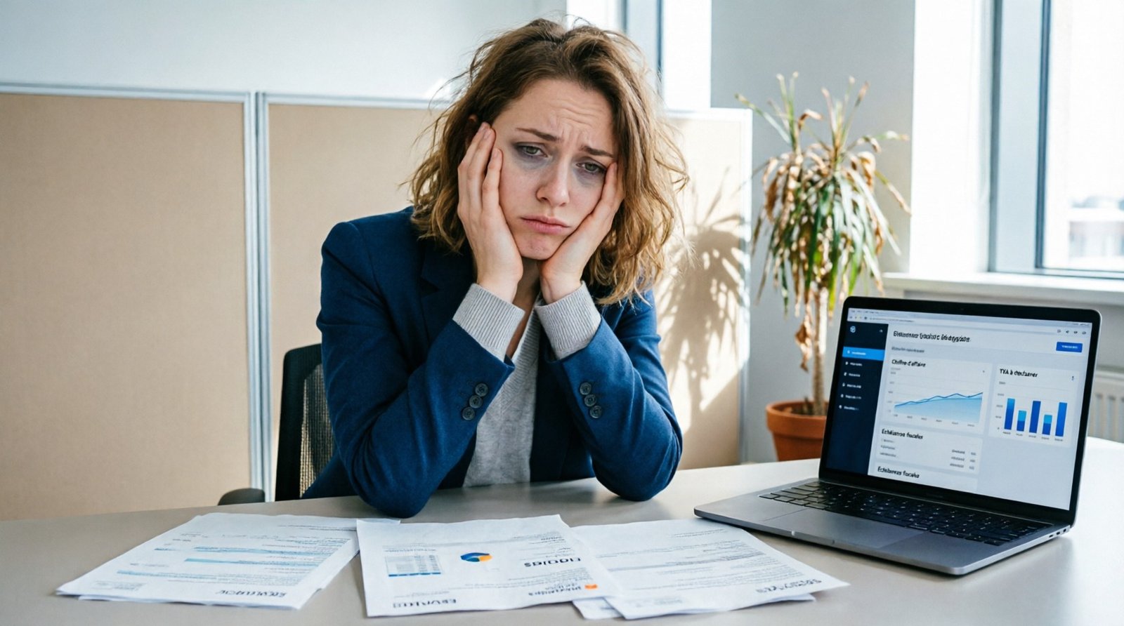 Femme entrepreneure consultant des documents financiers et fiscaux