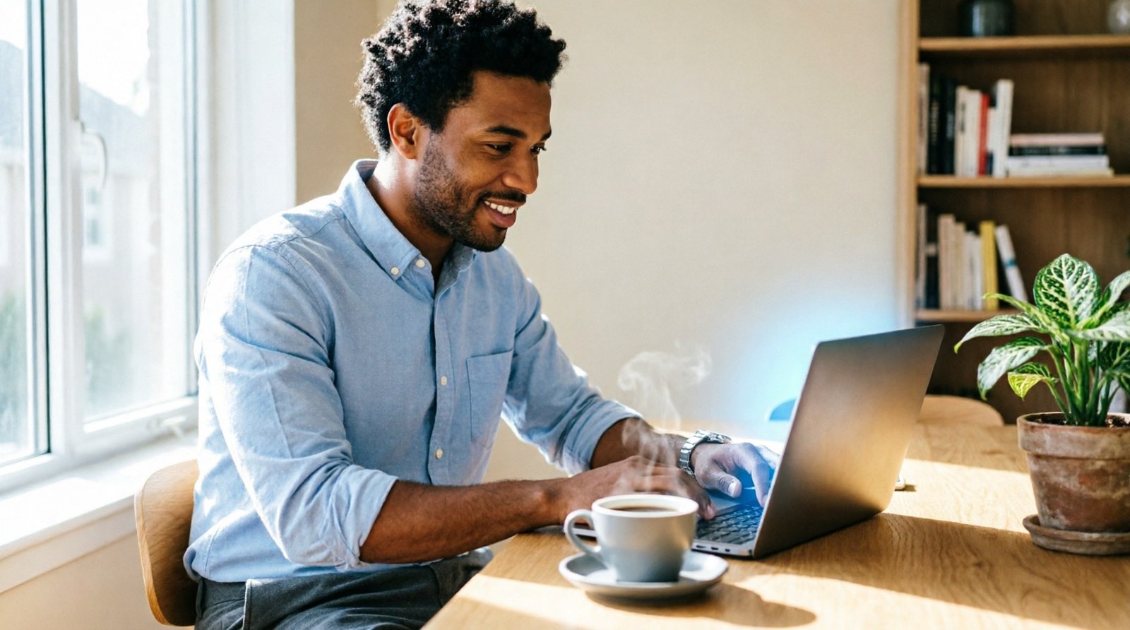 Jeune entrepreneur travaillant sur son business de dropshipping avec ordinateur portable